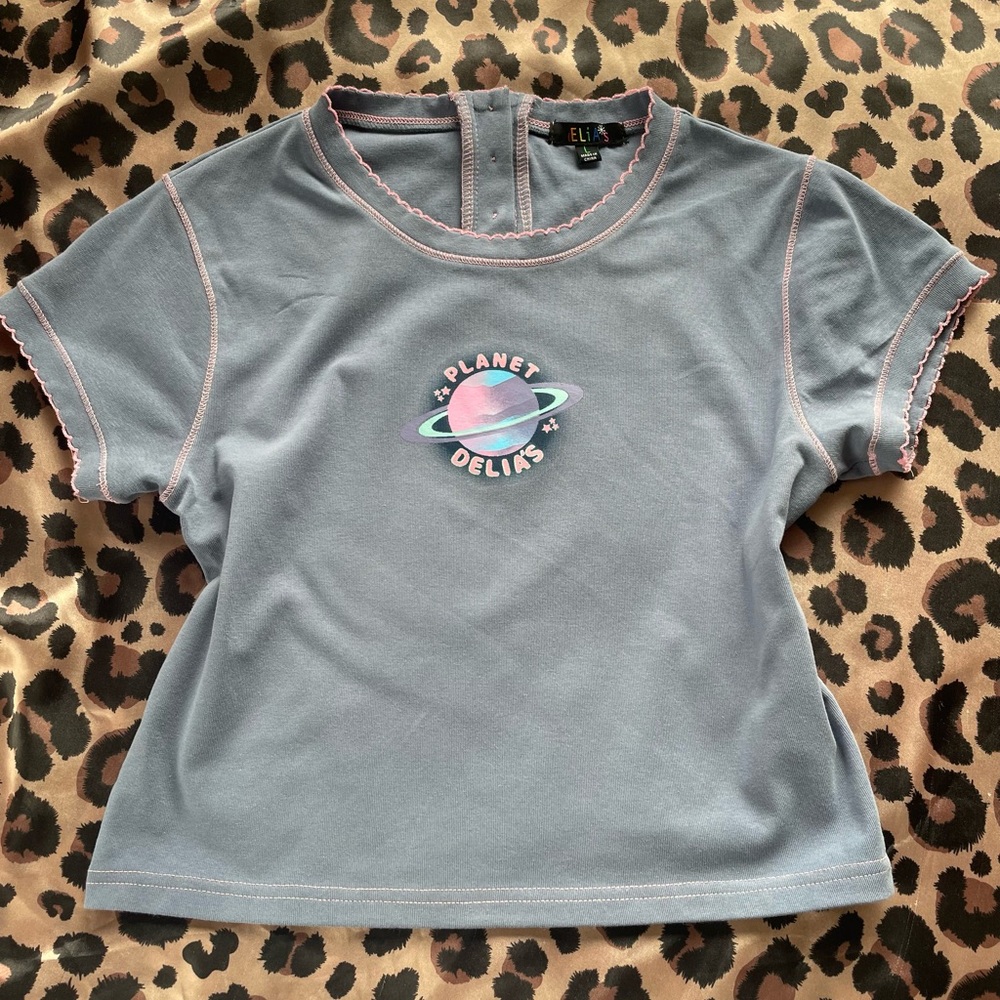 dELiA*s Blue Planet Tee with Pink Accents
